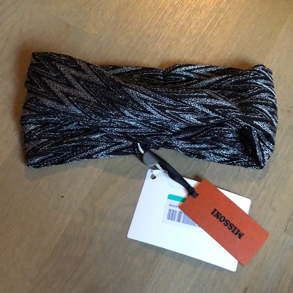 Missoni headband sash knit black silver NWT authentic - Picture 10 of 15